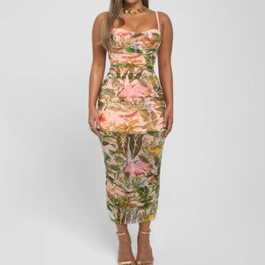 (Self Synching) Floral Print Midi Dress